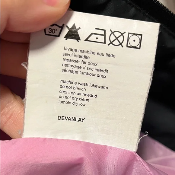 LACOSTE Vintage Devanlay Women's Black Puffer Coat Pink Lining size 38/Small - Picture 11 of 16